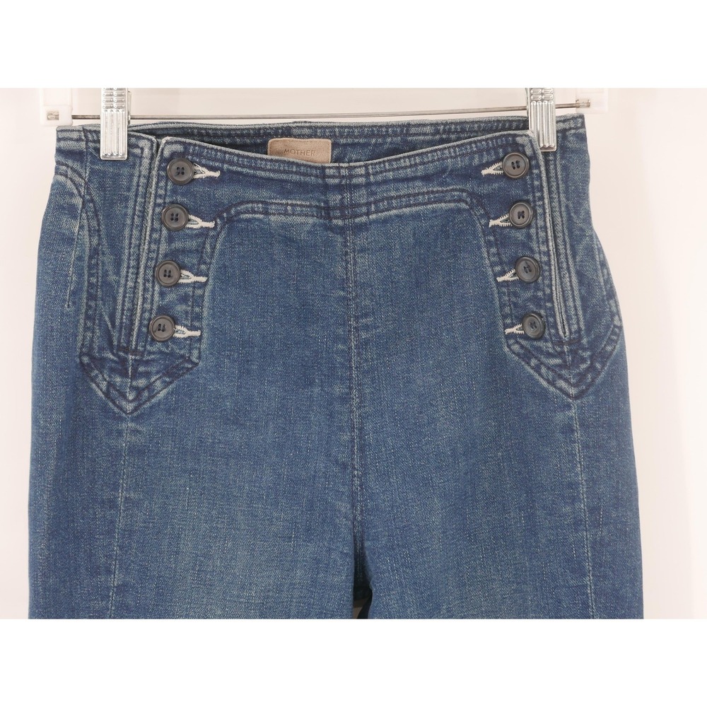 Mother The Sailor Tripper Jeans High Rise Button Front Women's 25 25x28
